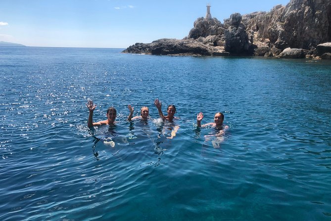 Half-Day Private Elafiti Island Boat Tour - The cave sequence: photos from the speedboat, Blue Cave snorkeling, Three Sisters clarity